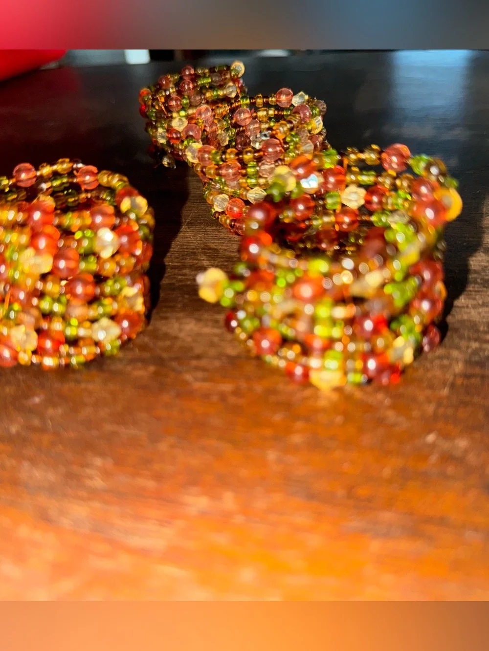 Set of 4 Pier 1 or Crate & Barrel Style Boho Beaded Napkin Rings Holders